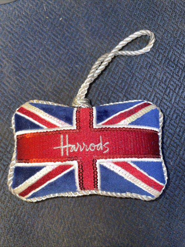 Harrods Of London Union Jack Plush Pillow Christmas Ornament