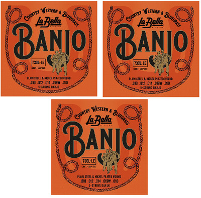 LOT OF 3 LABELLA 5-STRING BANJO STRING SET NICKEL WOUND LOOP END LIGHT 730L-LE