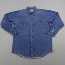 Vintage Levis Shirt Mens XL Blue Denim Jean Button Up Red Tab Overshirt 90s