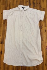 Well Worn Button Down Shirt Dress XL Beige Casual Linen Blend Coastal Beach