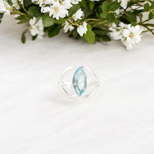 Sky Blue Topaz Gemstone 925 Sterling Silver Jewelry Handcrafted Birthstone Ring