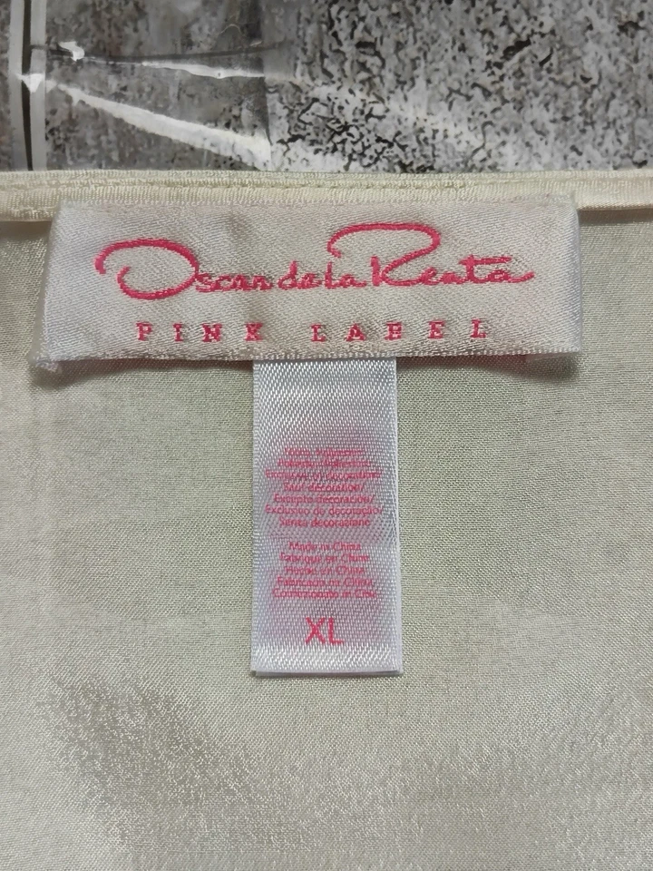Oscar De La Renta Feminino Vintage Creme Lã Cetim com Cinto Tamanho XL - Imagem 3 de 4