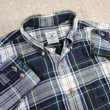 Vintage Brooks Brothers Shirt Men Medium Wool Cotton Flannel USA MADE Plaid