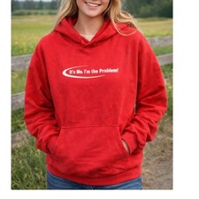 Red Graphic Hoodie It's Me Im the Problem Pullover Sweatshirt Size L