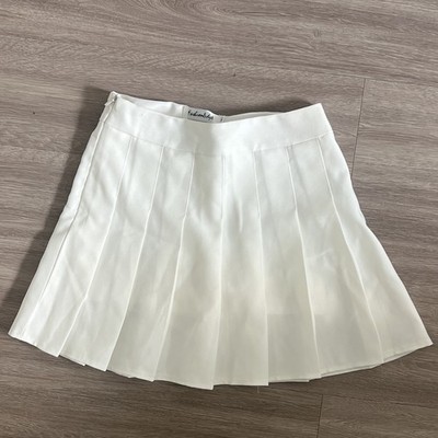 Fashion Nova White Pleated Skort Women's S Regular Short Solid Zip Tennis