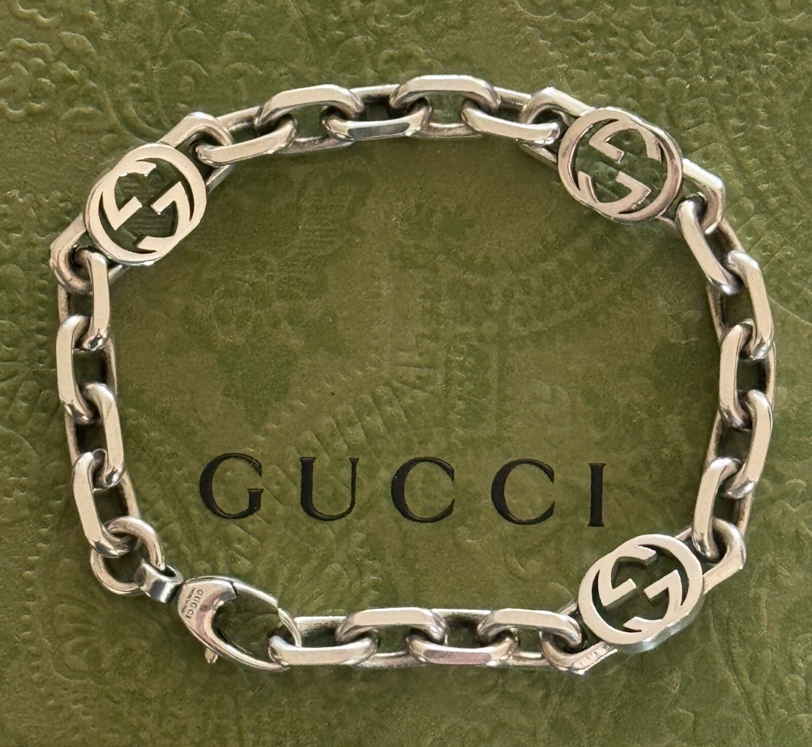 Gucci Interlocking G Sterling Silver 925 Bracelet 7 Italy Made