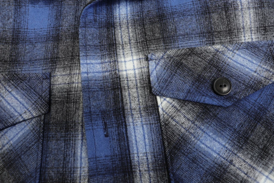 Pendleton Shadow Plaid Quilt-Lined Wool Shirt Jacket Blue/Gray Men's Size XS - Image 3 of 4