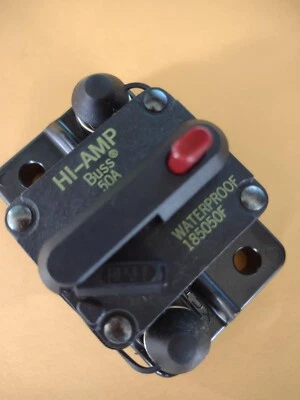 EATON BUSSMANN BUSS *NEW* #185050F HI-AMP 50 AMP 12/42VDC WATERPROOF CIRCUIT BREAKER bussmann