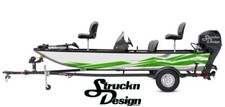 Green White Geometric Style Design Wrap Fishing Bass Boat Vinyl Decal USA