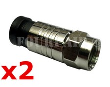 2 Pack Lot RG6 Dual Shield Coax Cable F-Type Compression Connector Fitting Male