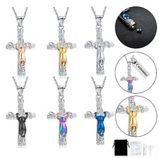 Cute Cat Cross Urn Necklace for Women Ash Necklace for Ash Pet Cremation Jewelry