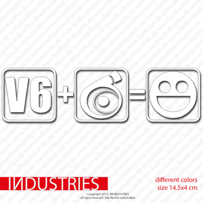 V6 +Turbo Inside = Smiley Sticker 14,5x4 | Aufkleber Sticker| JDM| Auto Car