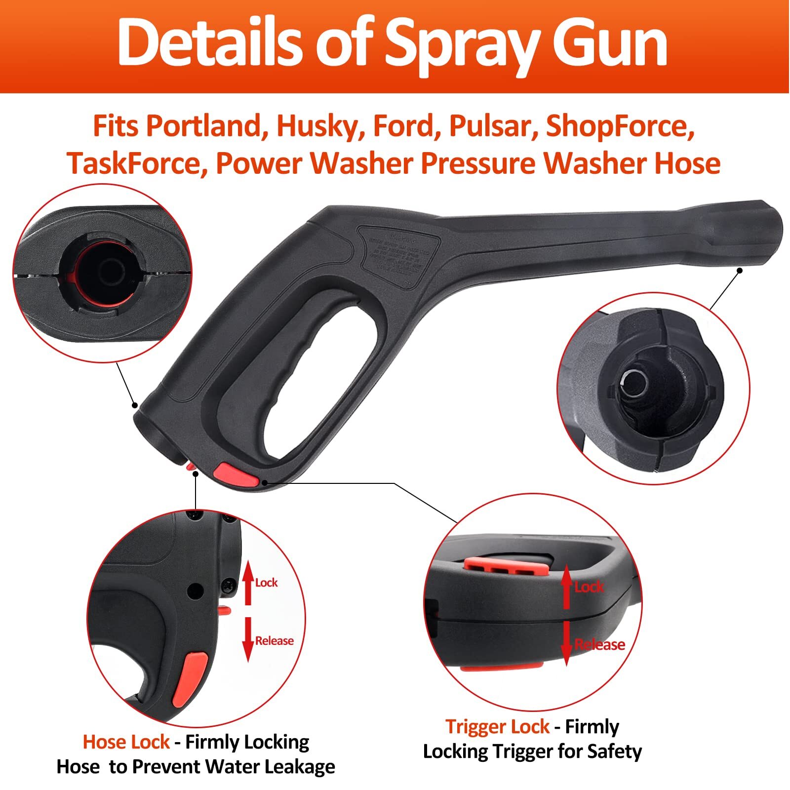 High Pressure Power Washer Water Spray Gun, Replacement Pressure Washer Gun