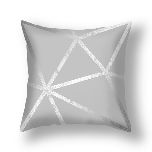 Pillow Cover Sofa Bed Silver Gray Geometric Peach Skin Pillow Cushion Car Office - Picture 22 of 23