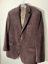 Lauren Ralph Lauren Corduroy Sport Coat Blazer Mens 44R Dark Brown Paisley Lined