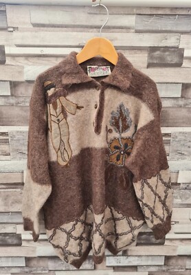 PULL ITALIEN MISS AMOURELLE UNIQUE MARRON VINTAGE IMPRIMÉ
