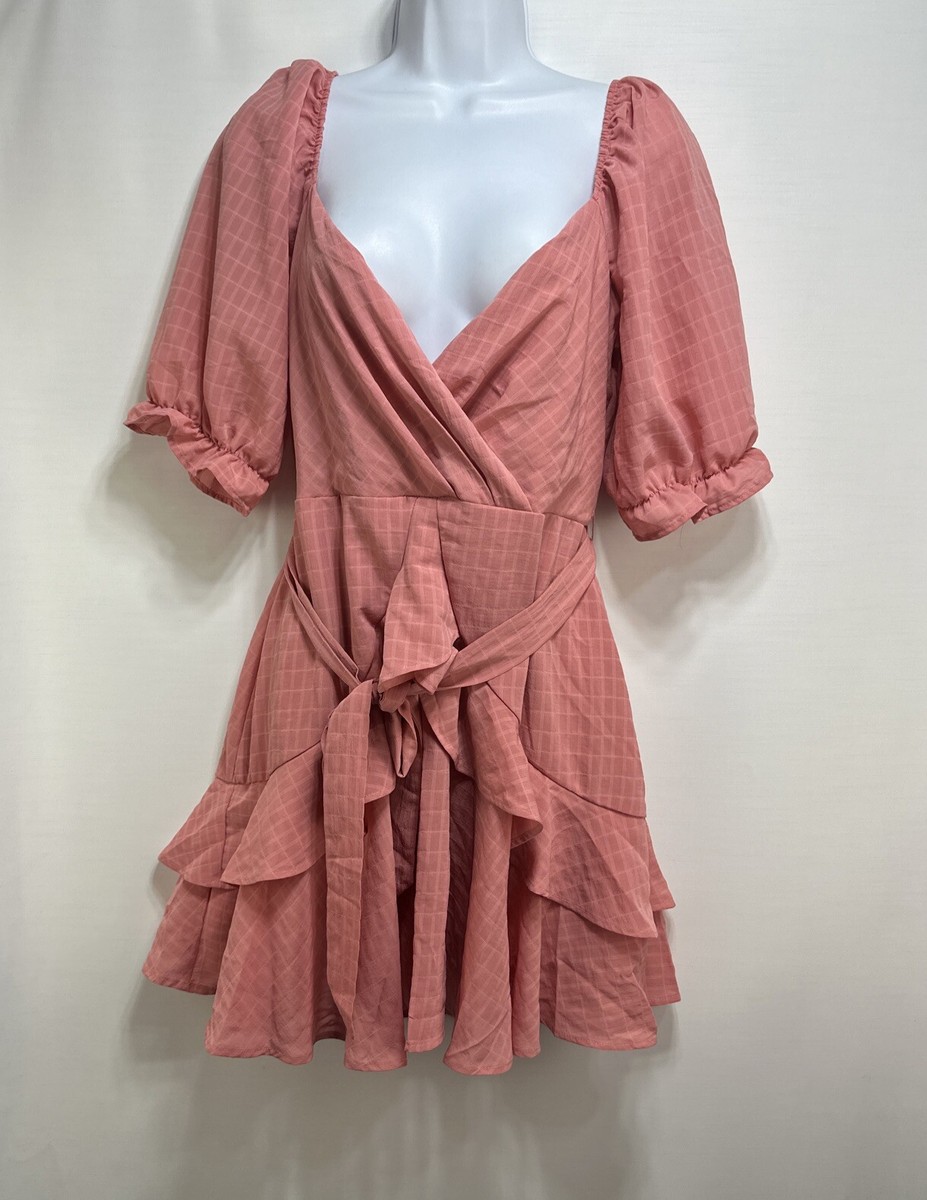 Francesca's Coral Pink Faye Ruffle Mini Dress M A32 | eBay
