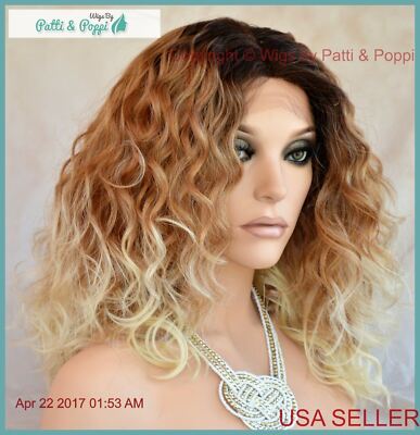 Lace Front Medium Curly Wig Blond Sassy Sexy Hot USA