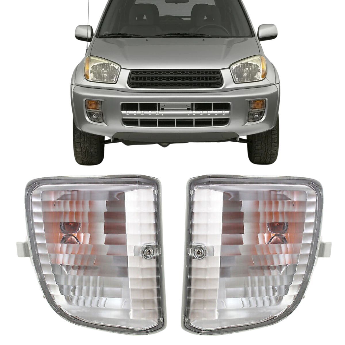 For 2001-2003 Toyota RAV4 Front Turn Signal Light Pair TO2530139 +