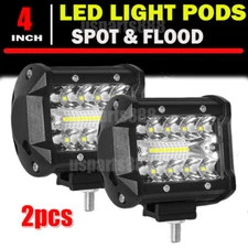 2x 4" LED Light Bar Spot Flood Lights Pods Off-Road Driving Tractor 4WD Car Boat