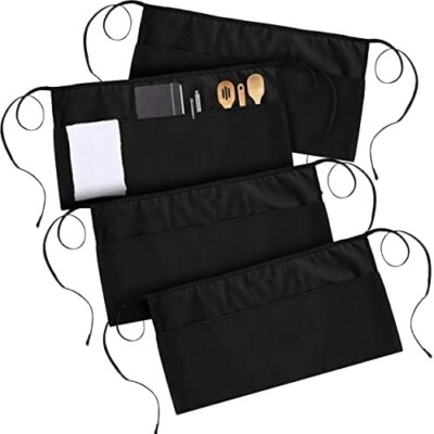 Utopia Wear 4 Pack Server Apron with 3 Pockets, Waist for Waiter Waitress, 12
