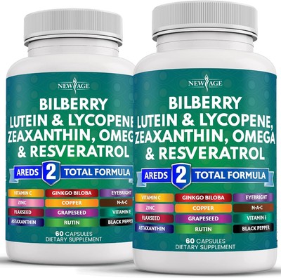 NEW AGE Eye Health Vitamins with Bilberry 300mg Lutein & Zeaxanthin 40mg Lycopen