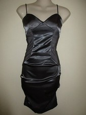 CITY STUDIO Gray Satin/Matte Ruched Club/Cocktail Dress, Stretch, Mini, 5 