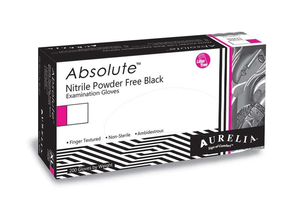 Guantes de nitrilo negros extra pequeños 1000 XS de 3,2 mil examen desechables sin látex 5 Bx Foto 3 de 4