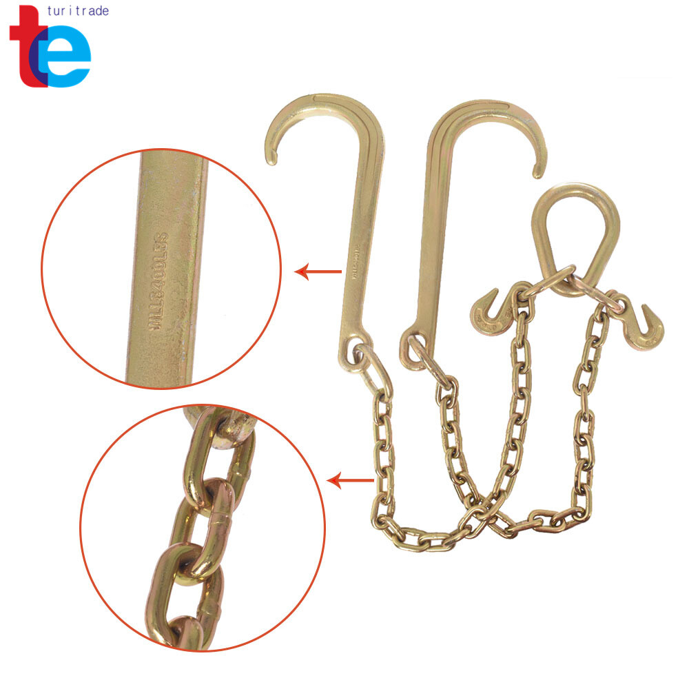 Tow Chain J-Hooks V-Chain Flatbed Truck Rollback Wrecker Carrier 5/16 X 2' G70 - Foto 4