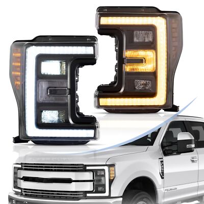 Headlights Full LED For 2017-2019 Ford F250 350 450 F550 Super Duty-Front Lamps.