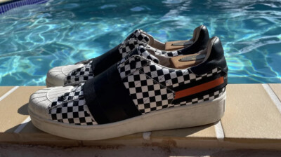 Moa Master of Arts MULTI COLOR CHECK LEATHER CASUAL SNEAKERS Sz 11.5M