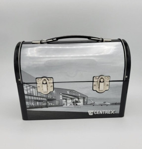 Centrex Retro Metal Lunchbox Aviation Theme Planes Flying Black
