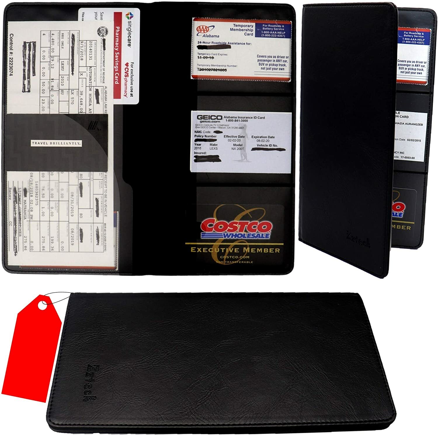 Newbk Car Insurance Holder Registration Card Documents Auto Organizer Pu Leather