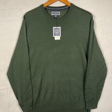 Club Room Sweater Mens L Forrest Green Merino Wool Lightweight Pullover NWT