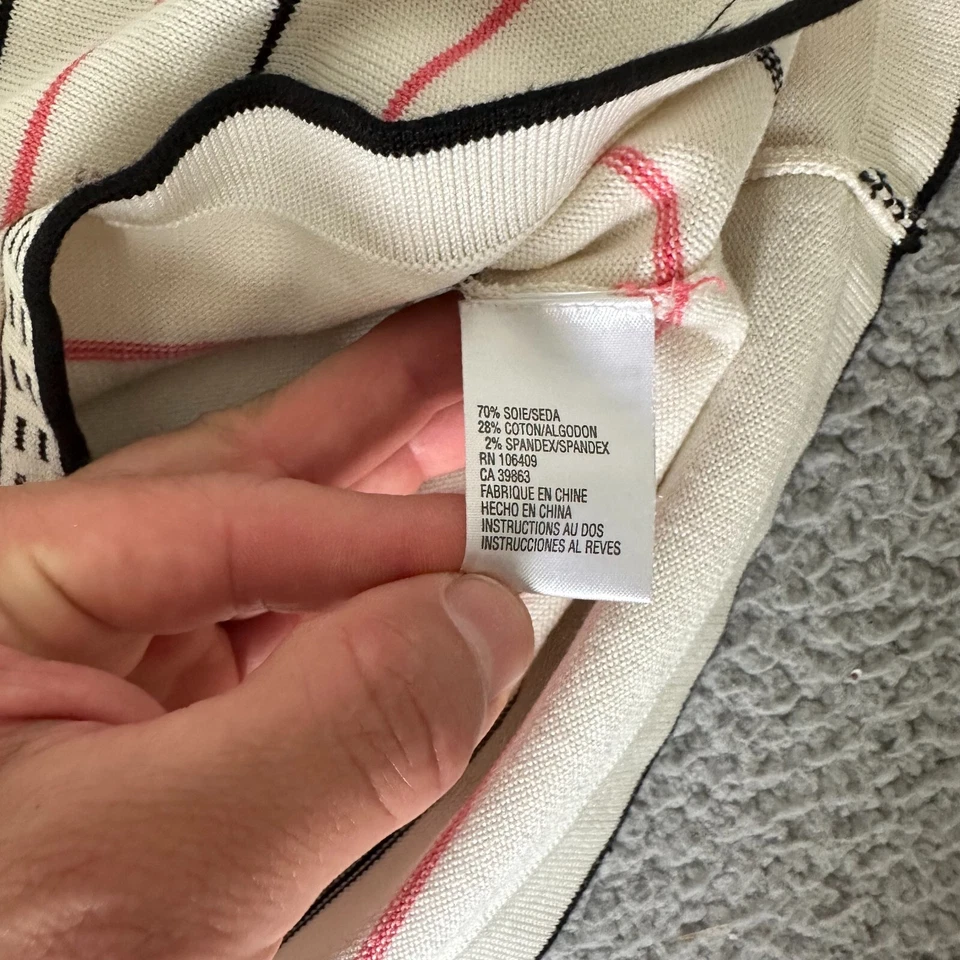 Vintage Tahari Sweater Womens Size 12 White Silk Cotton Knit 90s Tank Top - Image 4 of 4