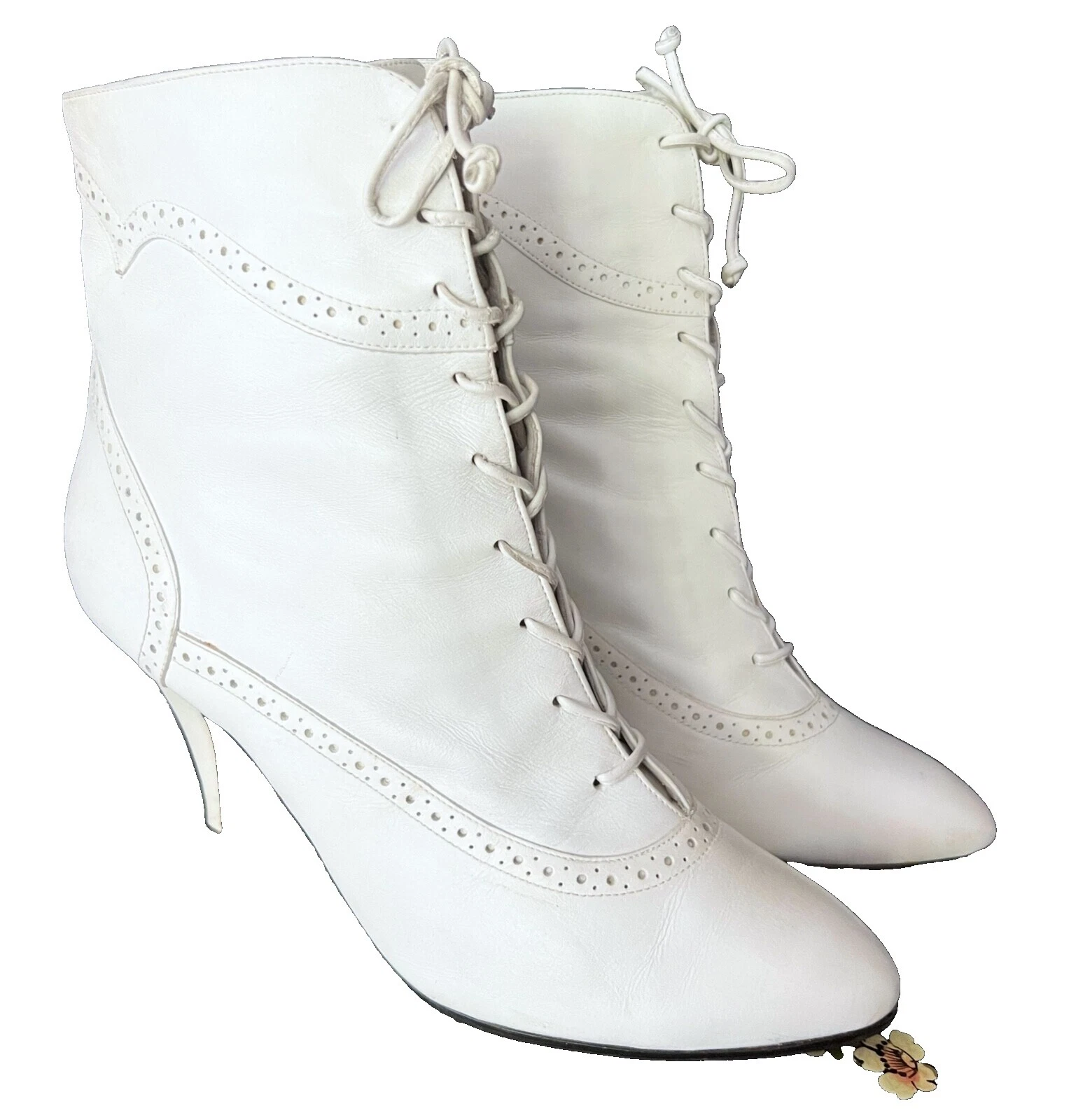 Boots White Victorian Vintage Shoes for Women