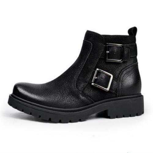 Mens Cowboy Motorcycle Non-slip Retro Genuine Leather Biker Ankle Boots Shoes L - Picture 10 of 13