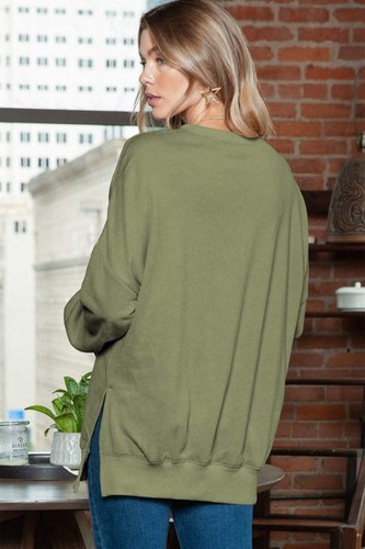 EG Fashion Color Washed Oversized Tunic Sweatshirt in 2 Colors NWT - Picture 9 of 19