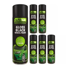 Autotek Gloss Black Wheel Multi-Purpose Spray Paint Tough Durable Finish 500mlx6