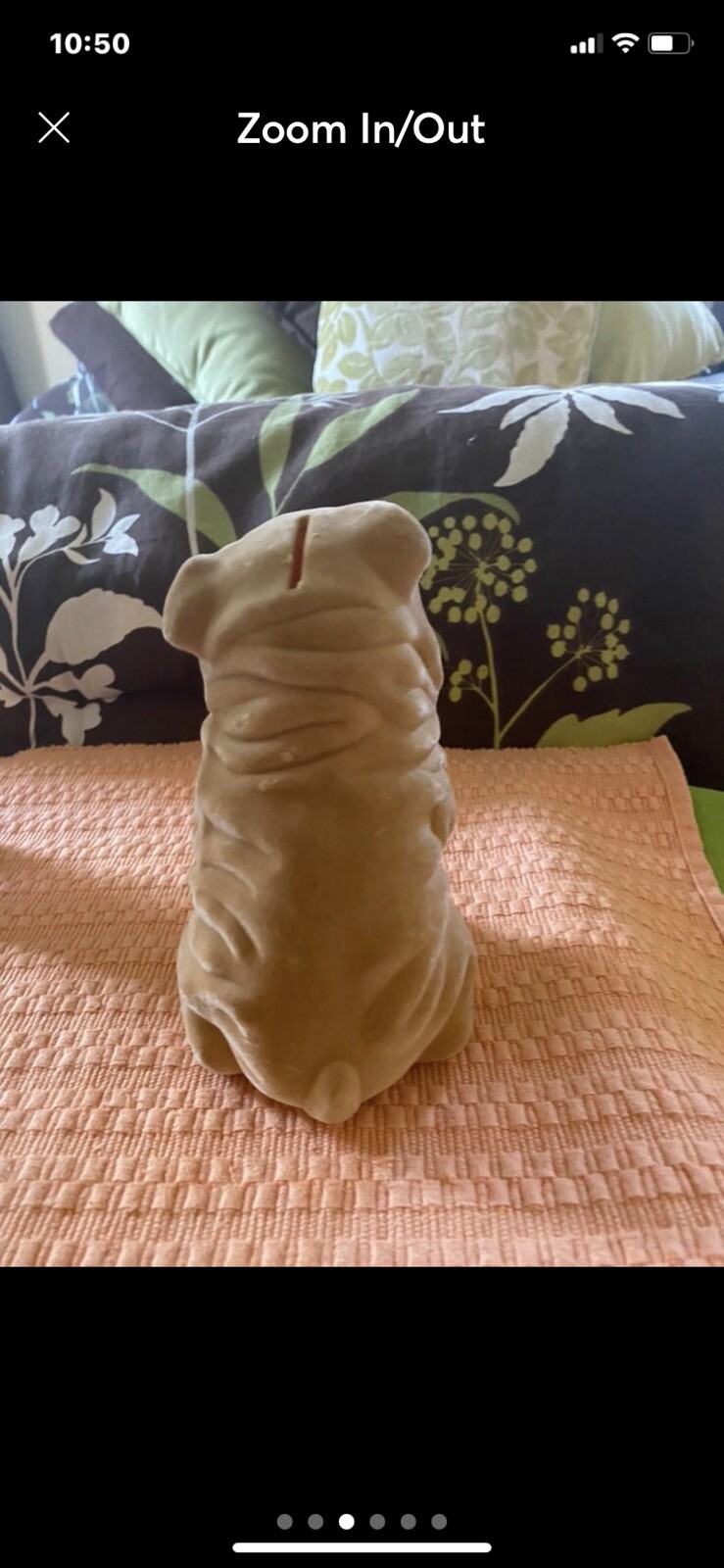 Vintage Flocked Shar Pei Dog coin piggy Bank Mr. Wrinkles puppy fuzzy Blow Mold