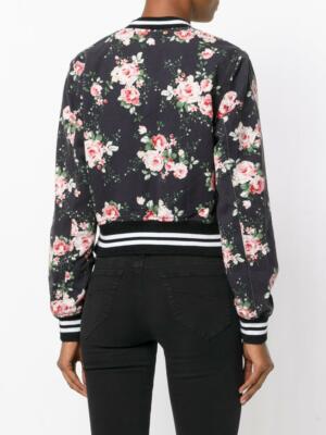 New Diesel Women's Black Floral-print Bomber Jacket, size M