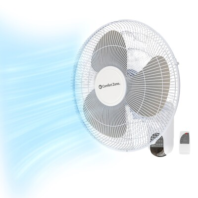 #ad Comfort Zone 16quot; 3 Speed Oscillating Wall Mount Fan with Remote amp; Timer Function $49.87