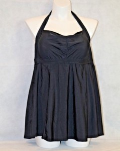 Tropiculture-PLUS-SIZE-Halter-Swim-Dress-Modest-Coverage-Swimsuit-BLACK-NWT-22-W
