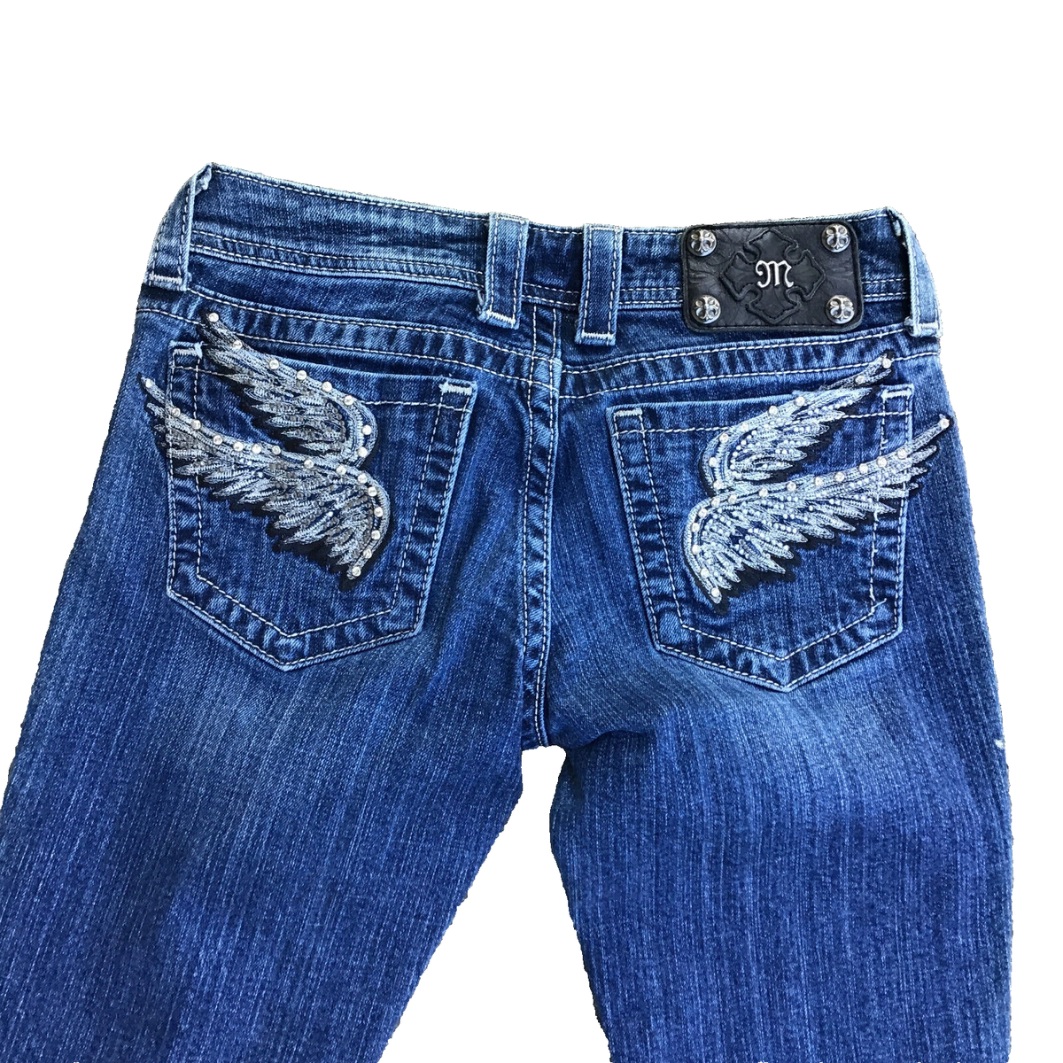 Miss Me Mid Rise Boot Cut Star Pockets Sz 27 (27 x 32) Denim