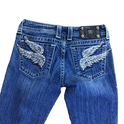 Miss Me Mid Rise Boot Cut Star Pockets Sz 27 (27 x 32) Denim