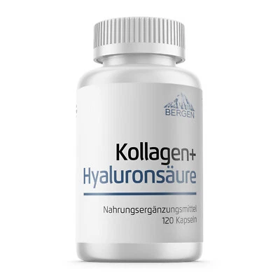 BERGEN Marine Kollagen Kapseln hochdosiert 1000mg - 120 Kollagen Hyaluronsäure Kapseln