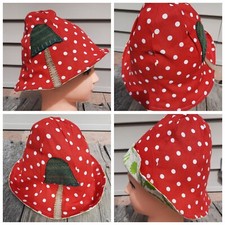 Mushroom Hat Baby/ Child Handmade Reversible Red Polkadot