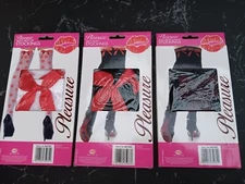 Black Sexy Thigh High Red Satin Bow, Seam or White, Red Lips Stockings Hold Ups