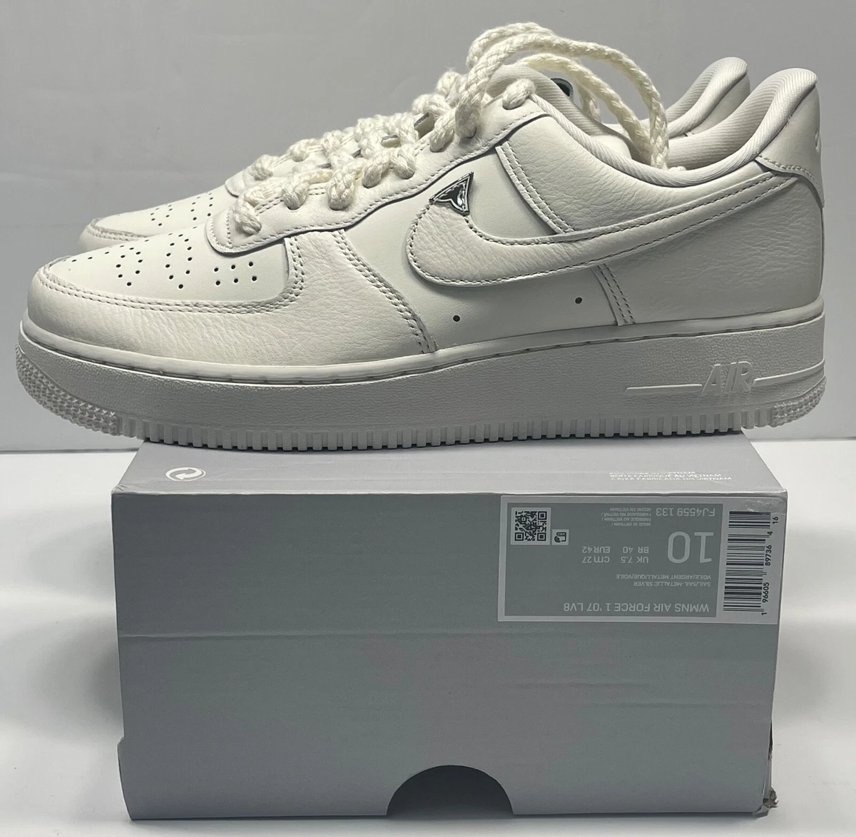 Nike Air Force 1 07 LV8 Chrome Tips Sail White AF1 Womens 7.5 Shoes  FJ4559-133