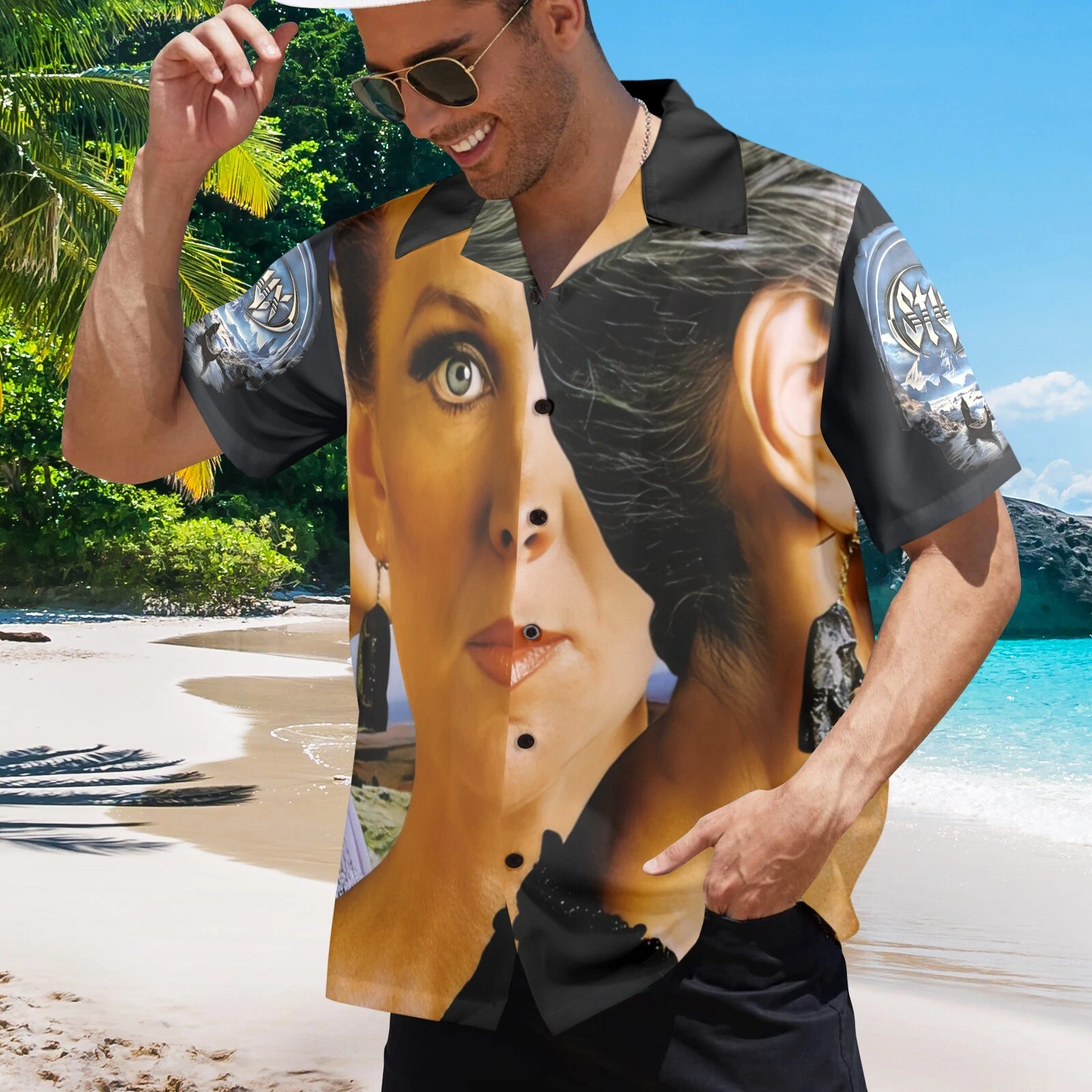 Rock Music Hawaiian Button Shirt. Styx